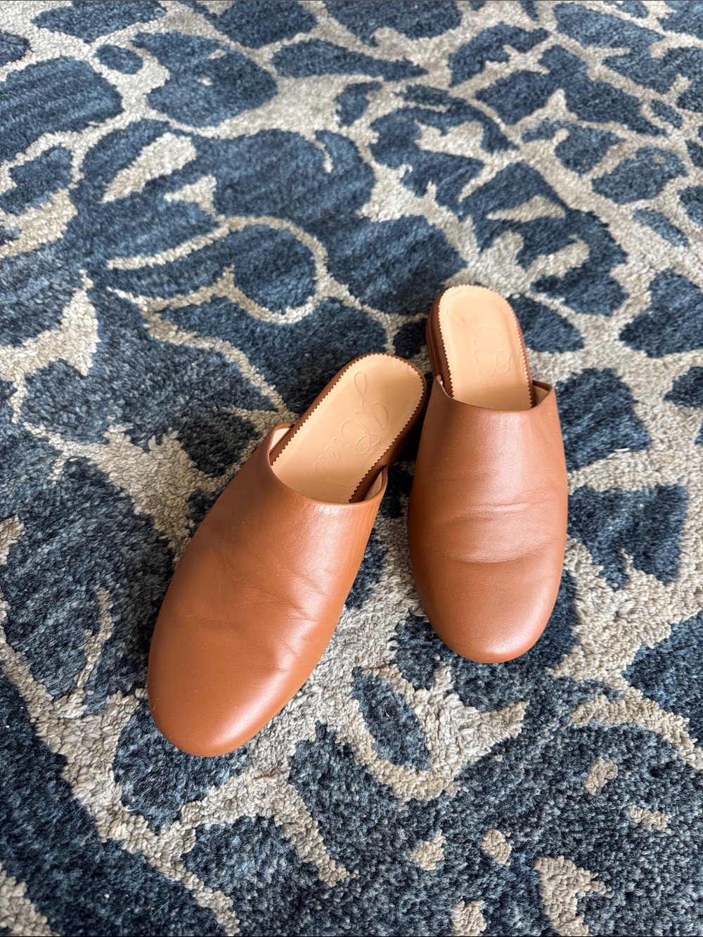J Crew Brown Leather Mules/Slides/Shoes Sz 6.5 Round Toe